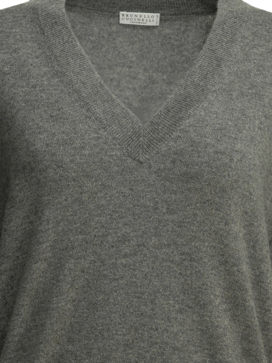 Pulover tricotat Brunello Cucinelli gri - Img 3