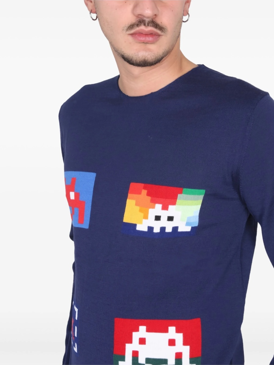 Pulover tricotat Comme des Garçons albastru - Img 4