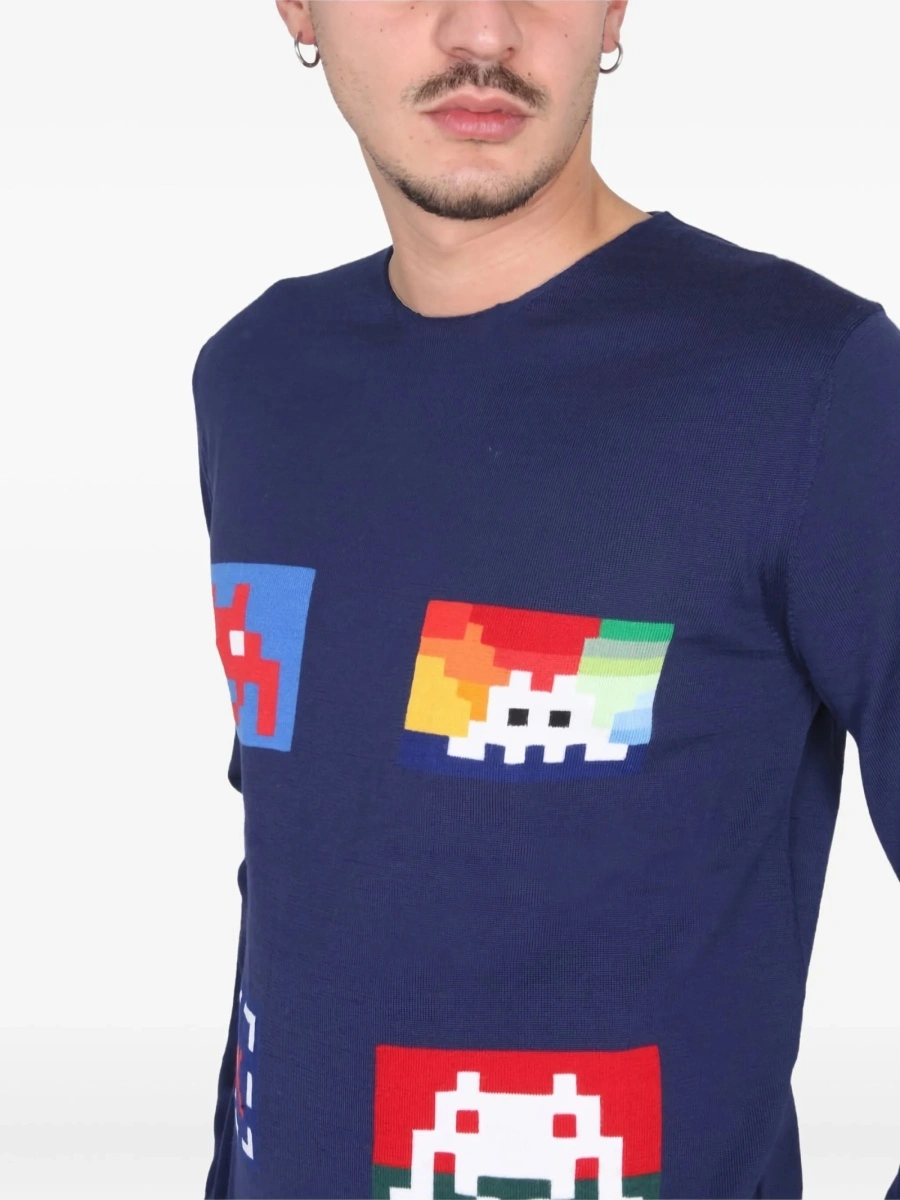 Pulover tricotat Comme des Garçons albastru - Img 4