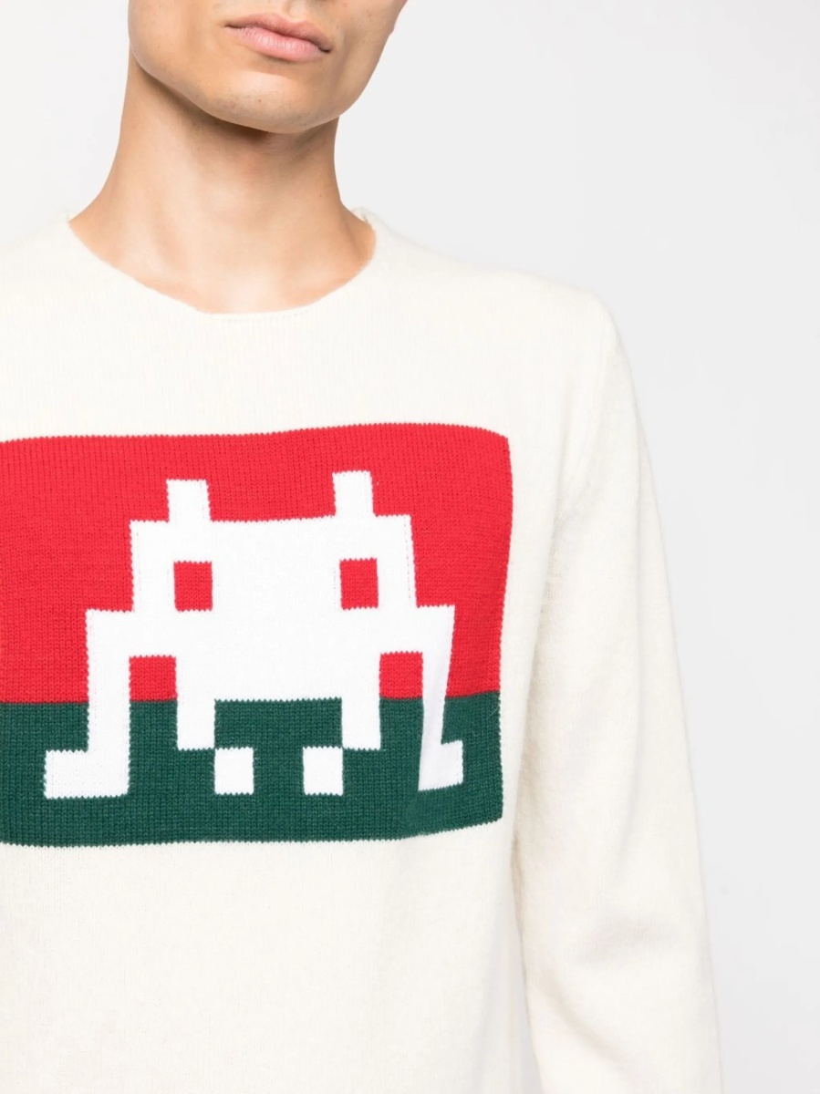 Pulover tricotat Comme des Garçons alb - Img 5