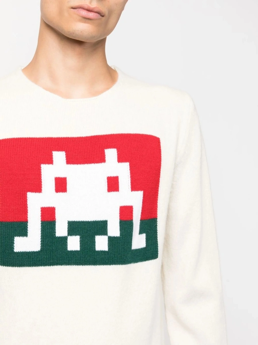 Pulover tricotat Comme des Garçons alb - Img 5