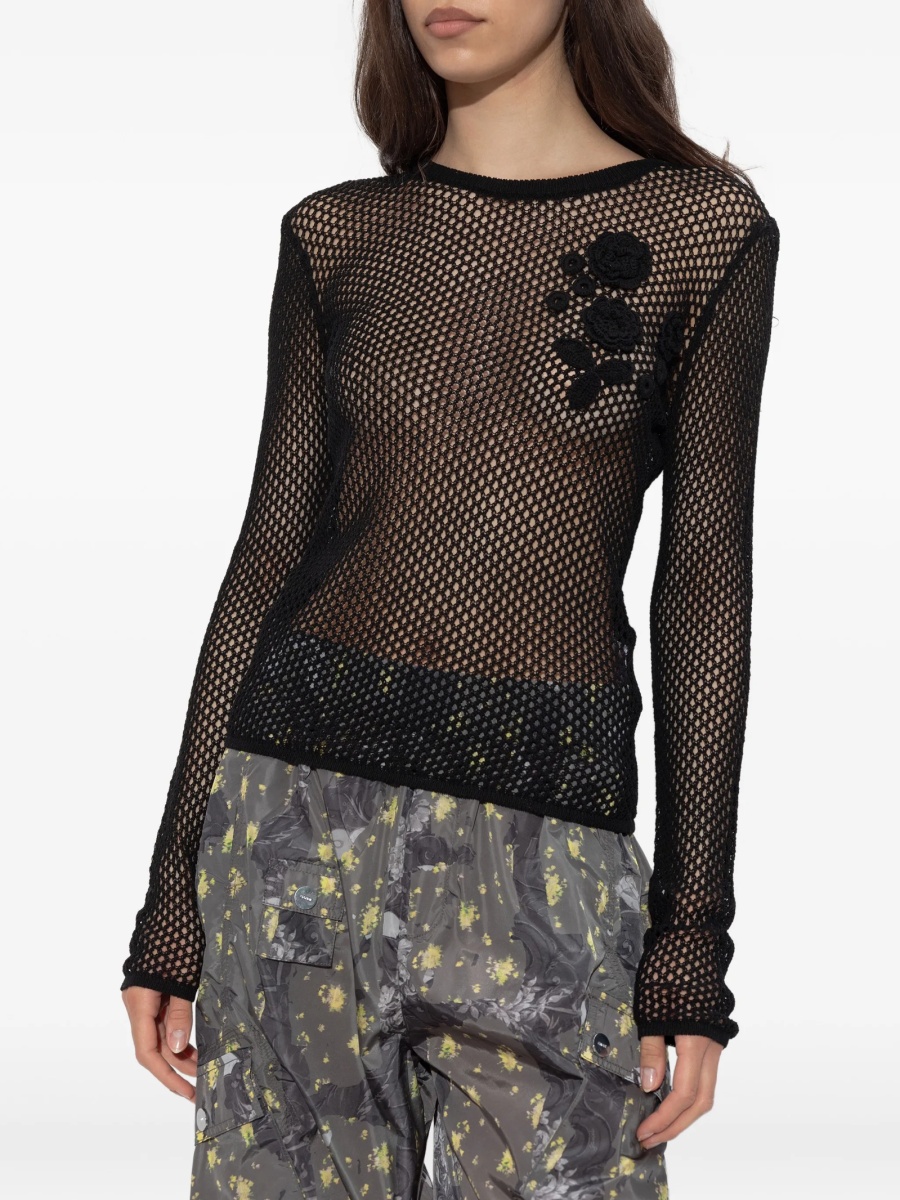 Pulover tricotat Ganni negru din bumbac organic - Img 2