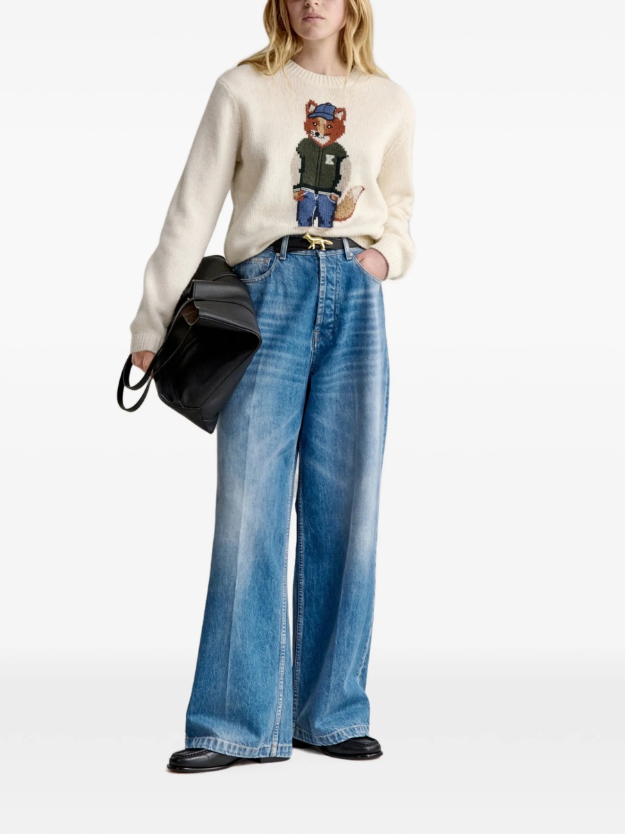 Pulover tricotat MAISON KITSUNÉ neutru - Img 2