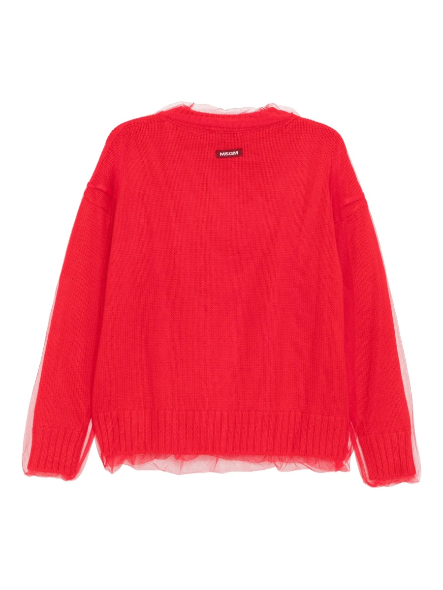 Pulover tricotat MSGM rosu din lana - Img 2