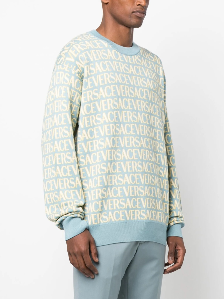 Pulover tricotat Versace albastru - Img 3