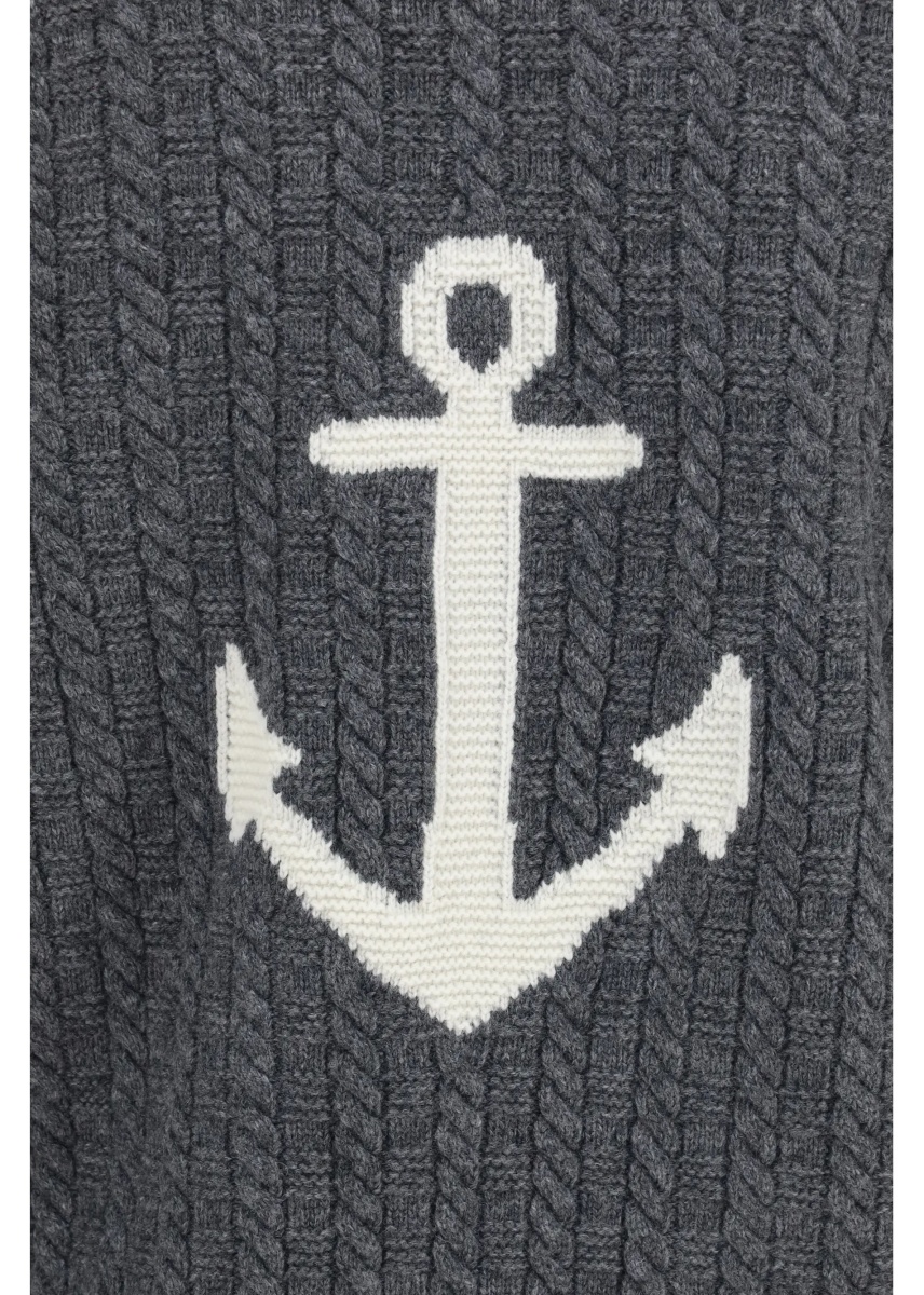Pulover V-neck Sweater with Anchor embroidery on the back - Img 3