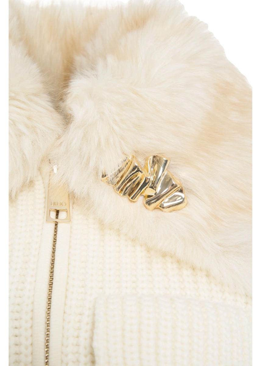 Pulovere Knit jacket with faux fur collar - Img 3