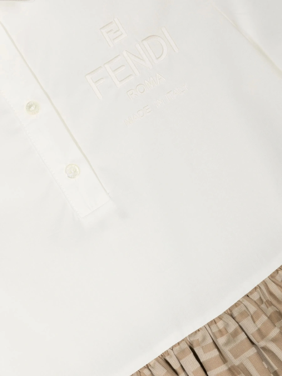 Rochie casual Fendi neutra din bumbac si polyester - Img 3