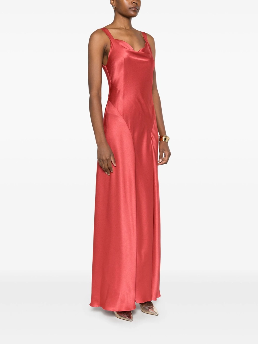 Rochie de seara Alberta Ferretti roz din acetat si matase - Img 3