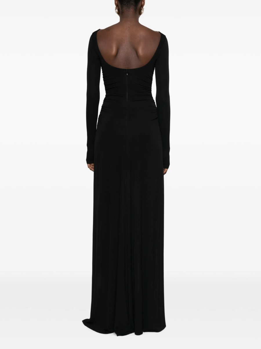 Rochie de seara Elisabetta Franchi neagra din vascoza si spandex/elastan - Img 4