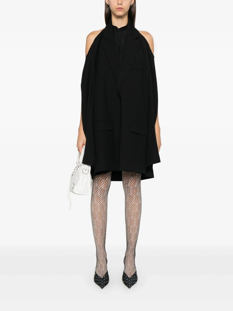 Rochie de zi Balenciaga neagra din vascoza si lana - Img 2