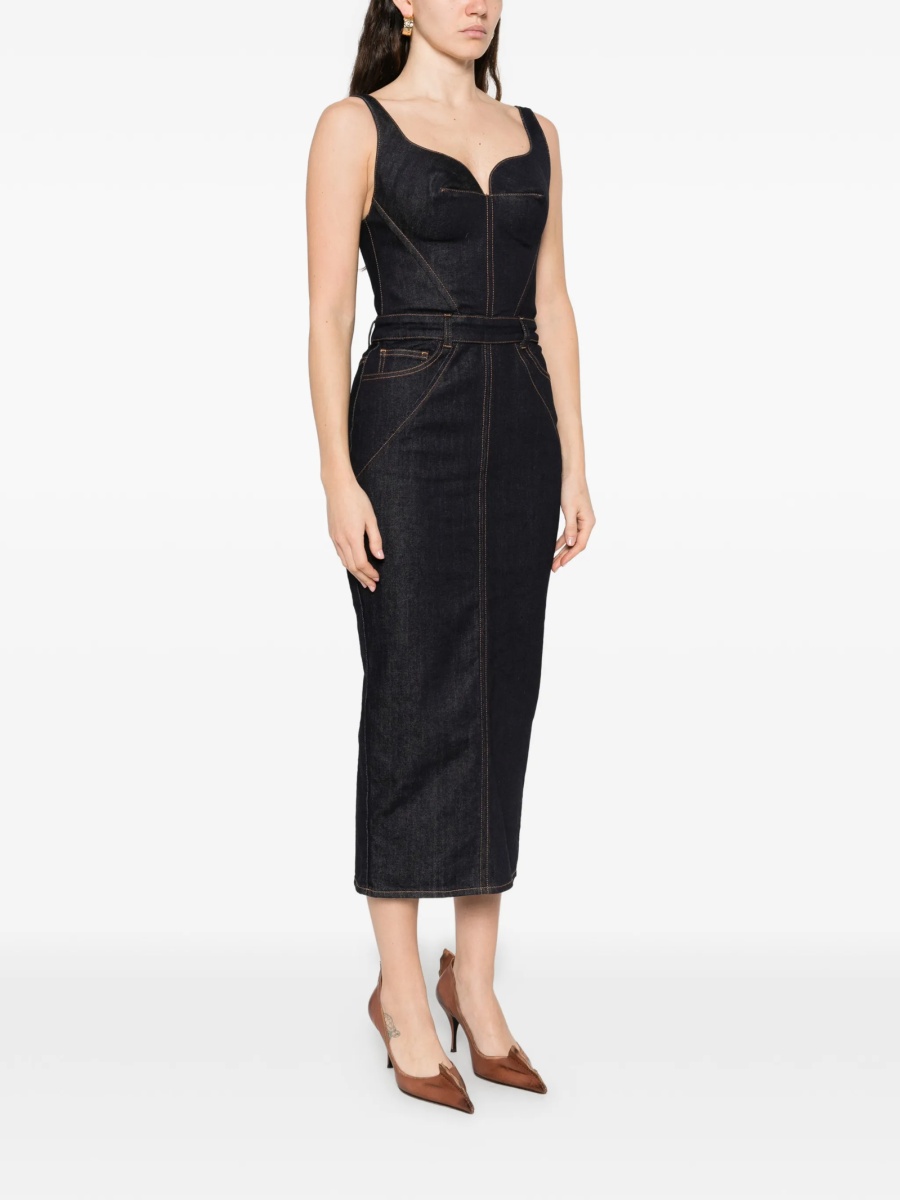 Rochie de zi Givenchy albastra din bumbac si spandex/elastan - Img 3