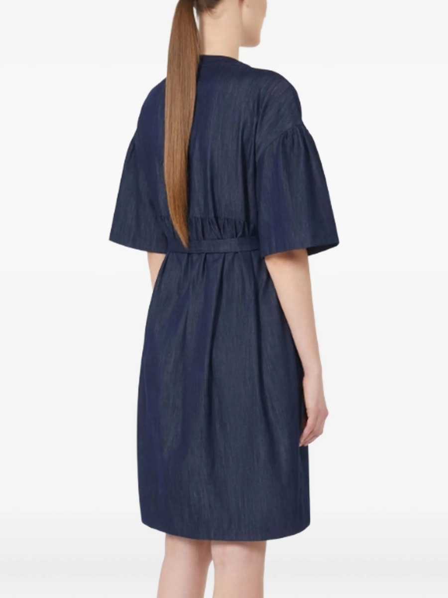 Rochie de zi Max Mara albastra din bumbac - Img 3