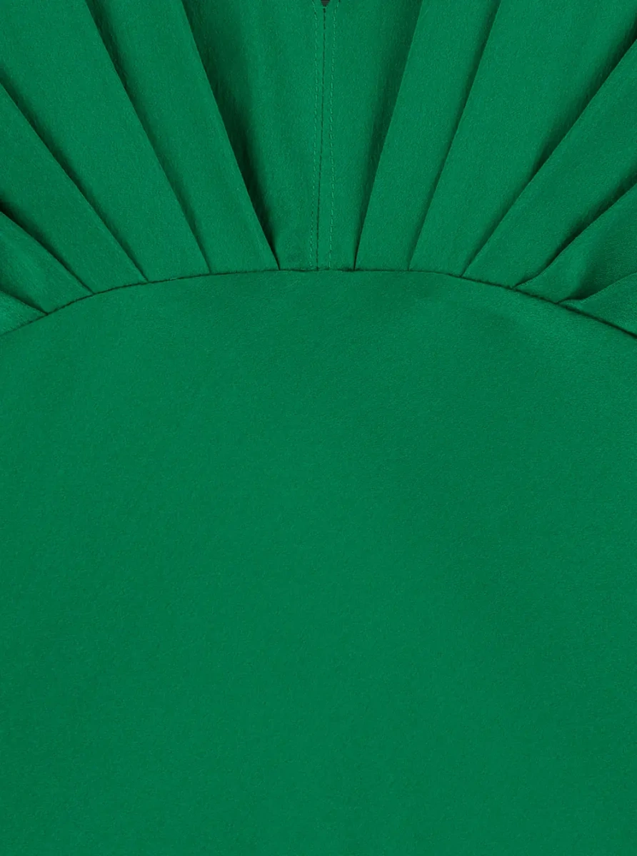 Rochie lunga forte_forte verde din matase si satin - Img 3
