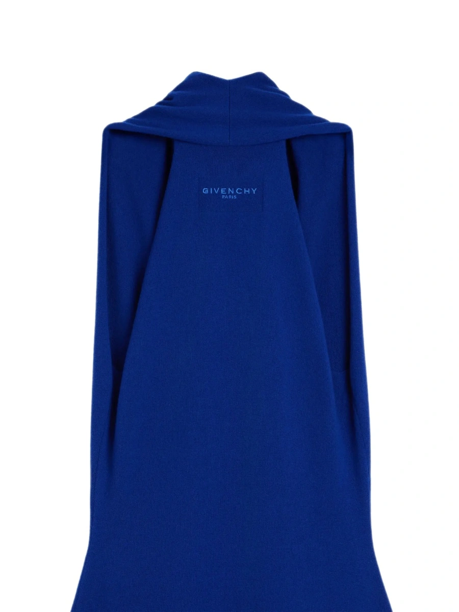 Rochie lunga Givenchy albastra din lana - Img 7