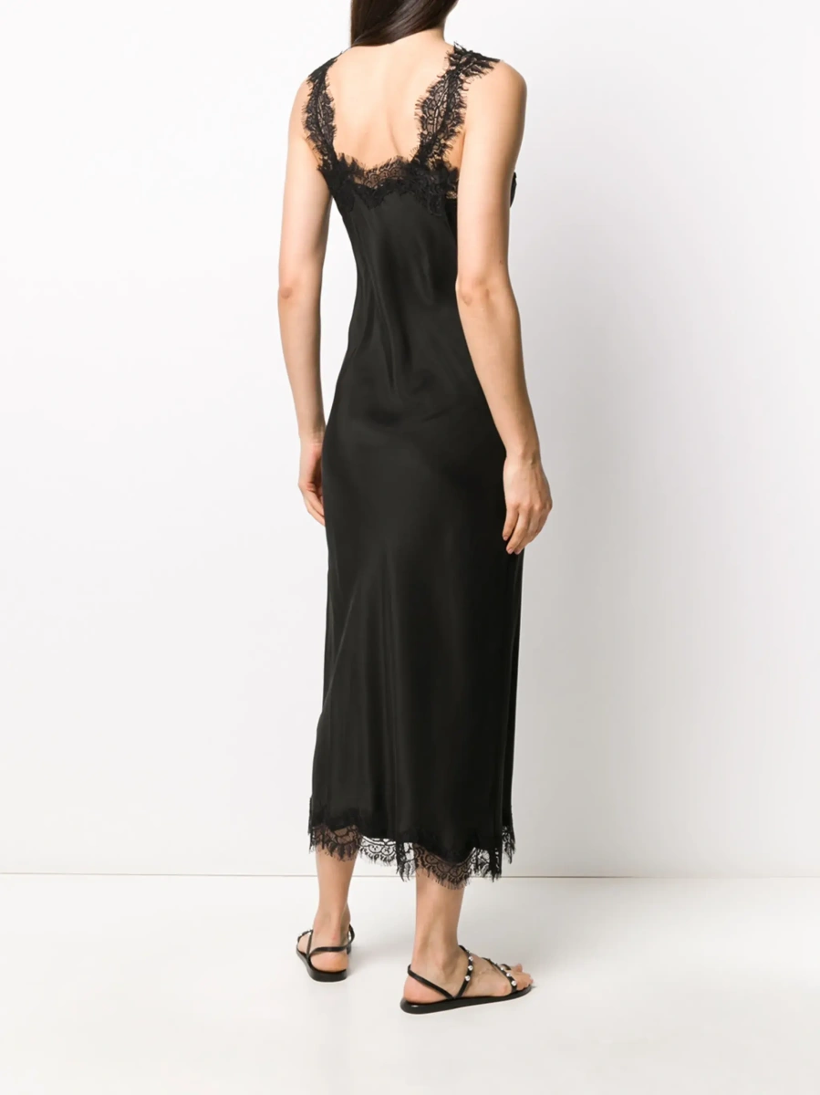 Rochie lunga GOLD HAWK neagra din matase - Img 6