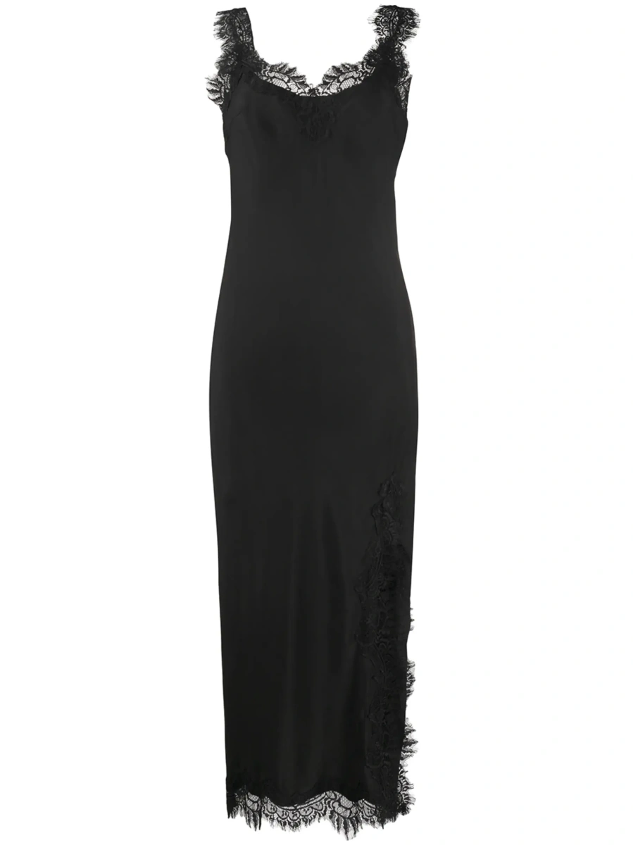 Rochie lunga GOLD HAWK neagra din matase - Img 8