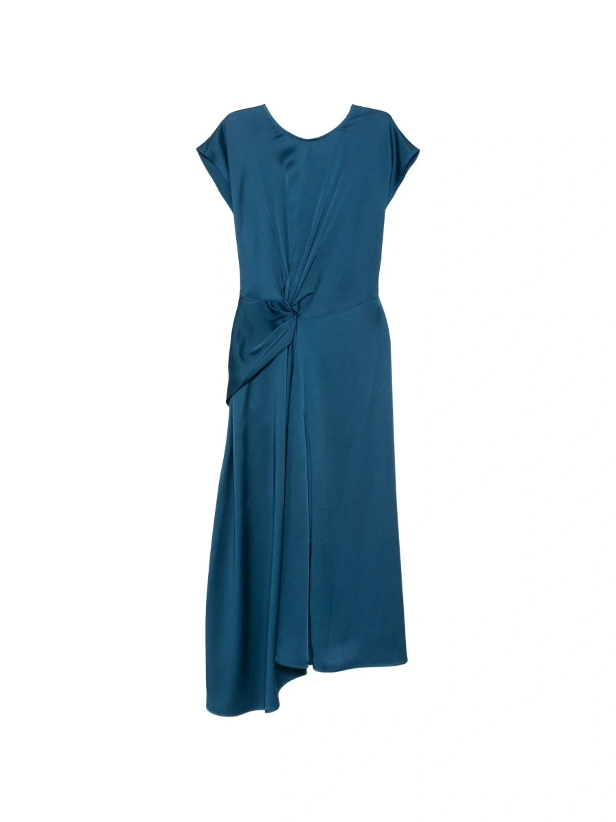 Rochie lunga Victoria Beckham albastra din vascoza - Img 7