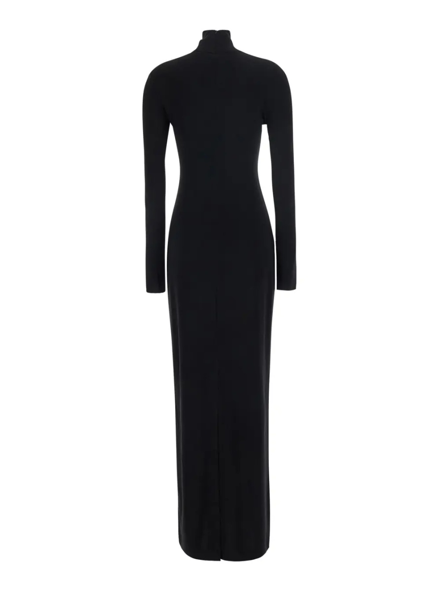 Rochii Black Long dress with high collar and back closure in Tech Fabric for women - Img 2