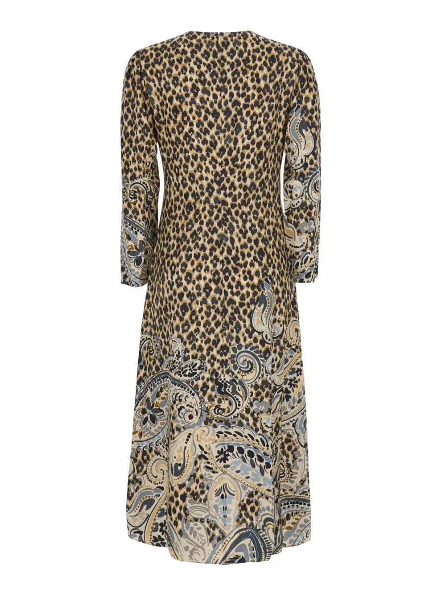 Rochii Brown Round Neck Dress with floral animalier print in Tech Fabric women - Img 2