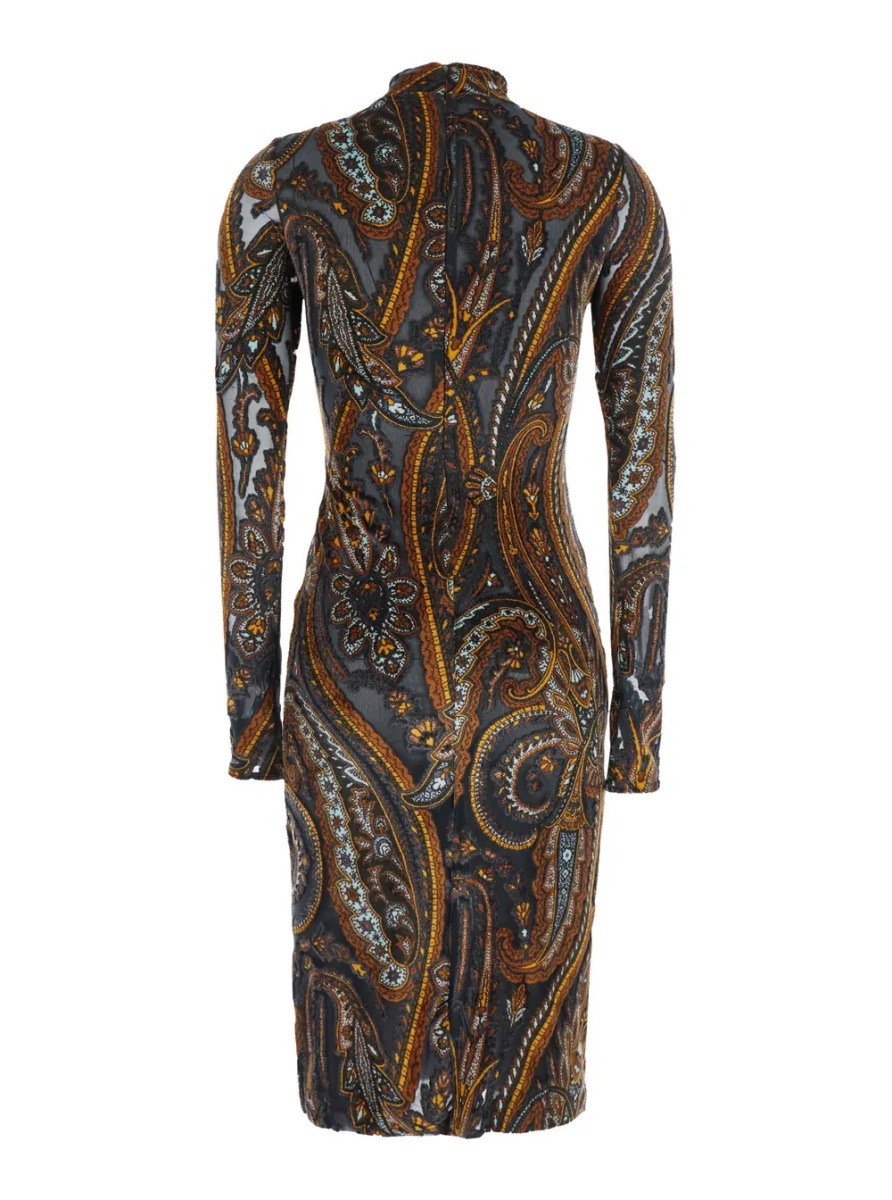 Rochii Dress DEVORè with long sleeves and round neckline in multicolor women - Img 2