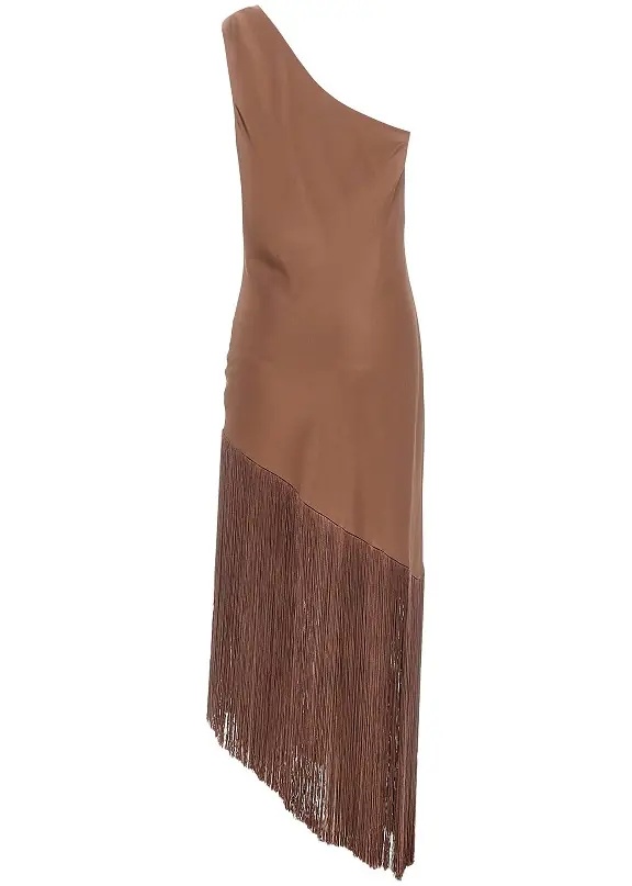 Rochii Fringed satin midi dress - Img 3