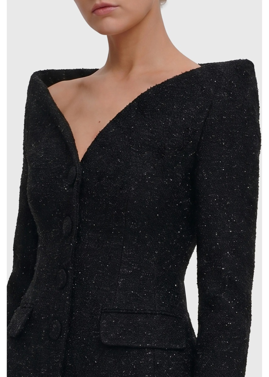 Rochii Metallic Bouclé Satin Maxi Dress - Img 4