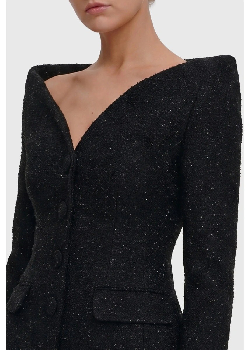 Rochii Metallic Bouclé Satin Maxi Dress - Img 4