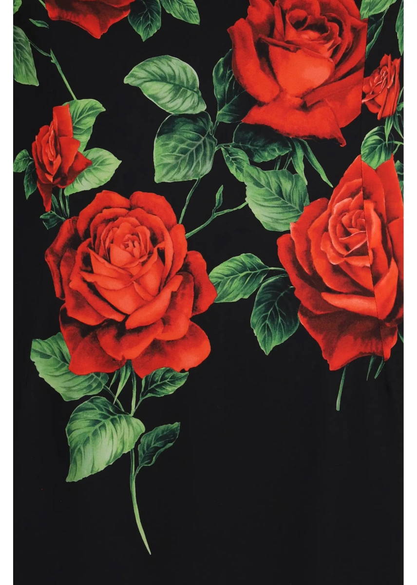 Rochii Rose-print charmeuse Midi Dress - Img 3