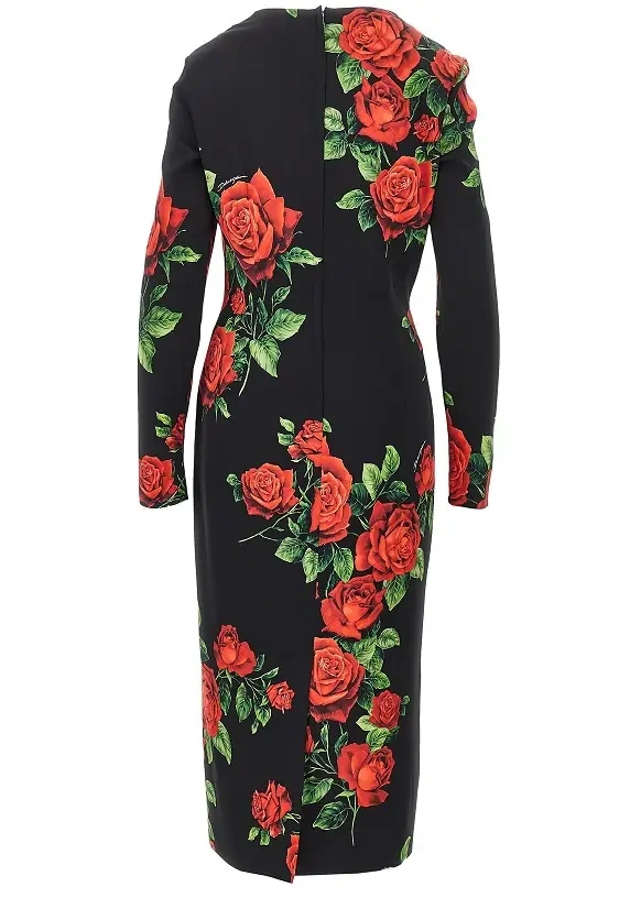Rochii Roses print charmeuse midi dress - Img 3