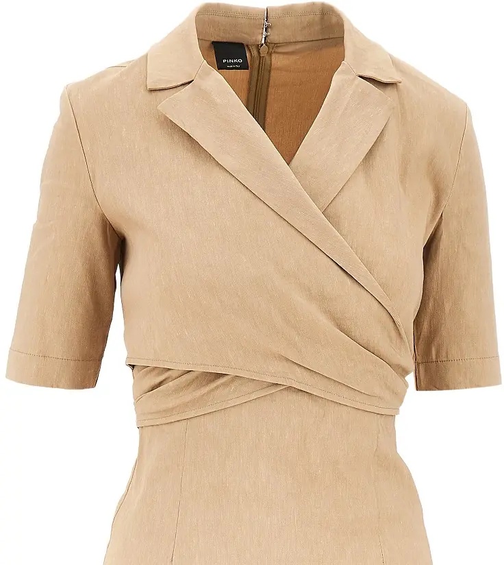 Rochii Wrapped linen-blend midi dress - Img 2