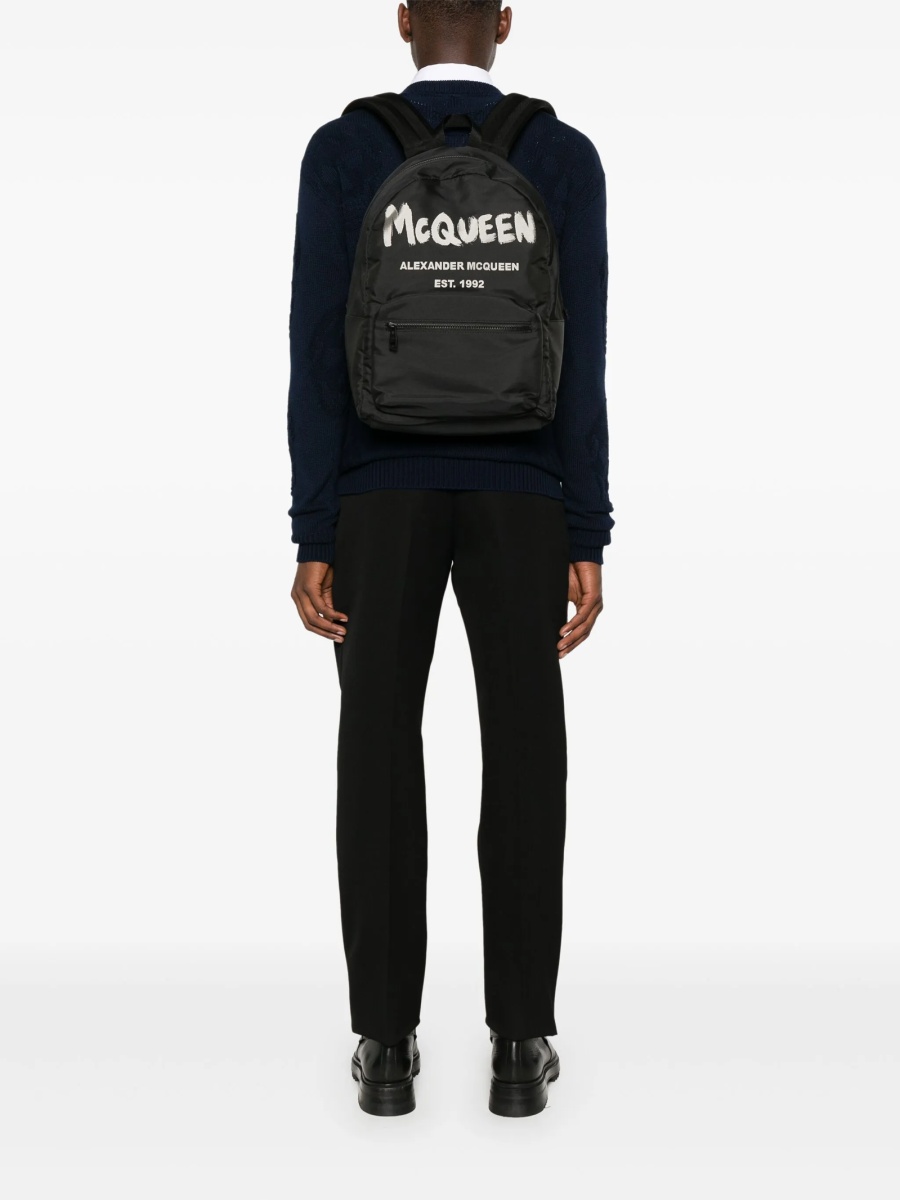 Rucsac Alexander McQueen negru din material textil - Img 2