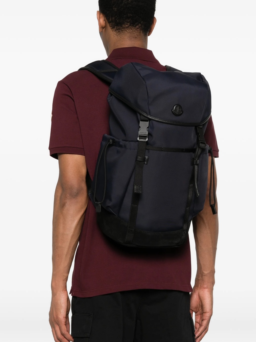 Rucsac Moncler albastru din polyester si piele intoarsa - Img 2