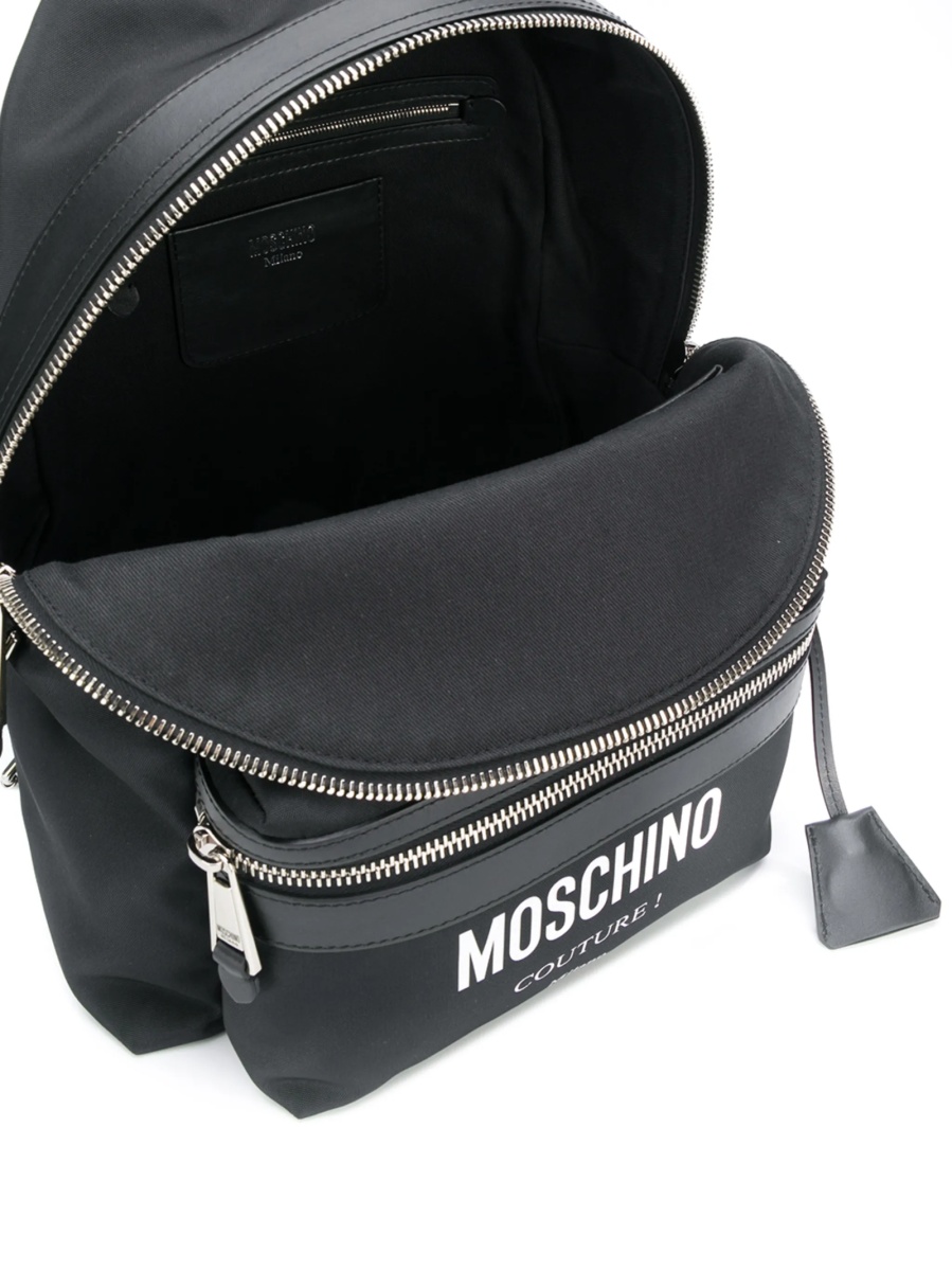 Rucsac Moschino negru din piele si poliamida - Img 5
