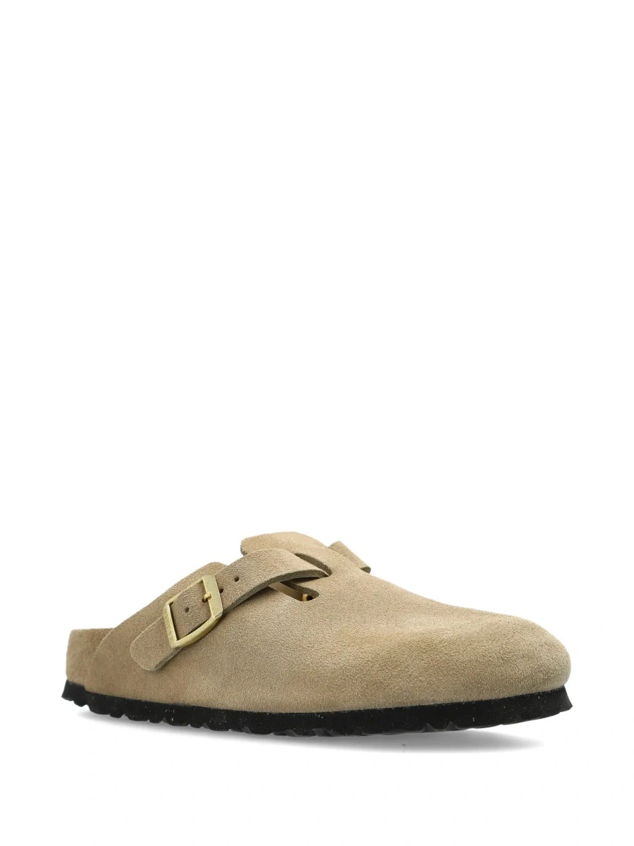Saboti 'Boston' Beige Mules with Buckle and Rounded Toe in Suede for Women - Img 5