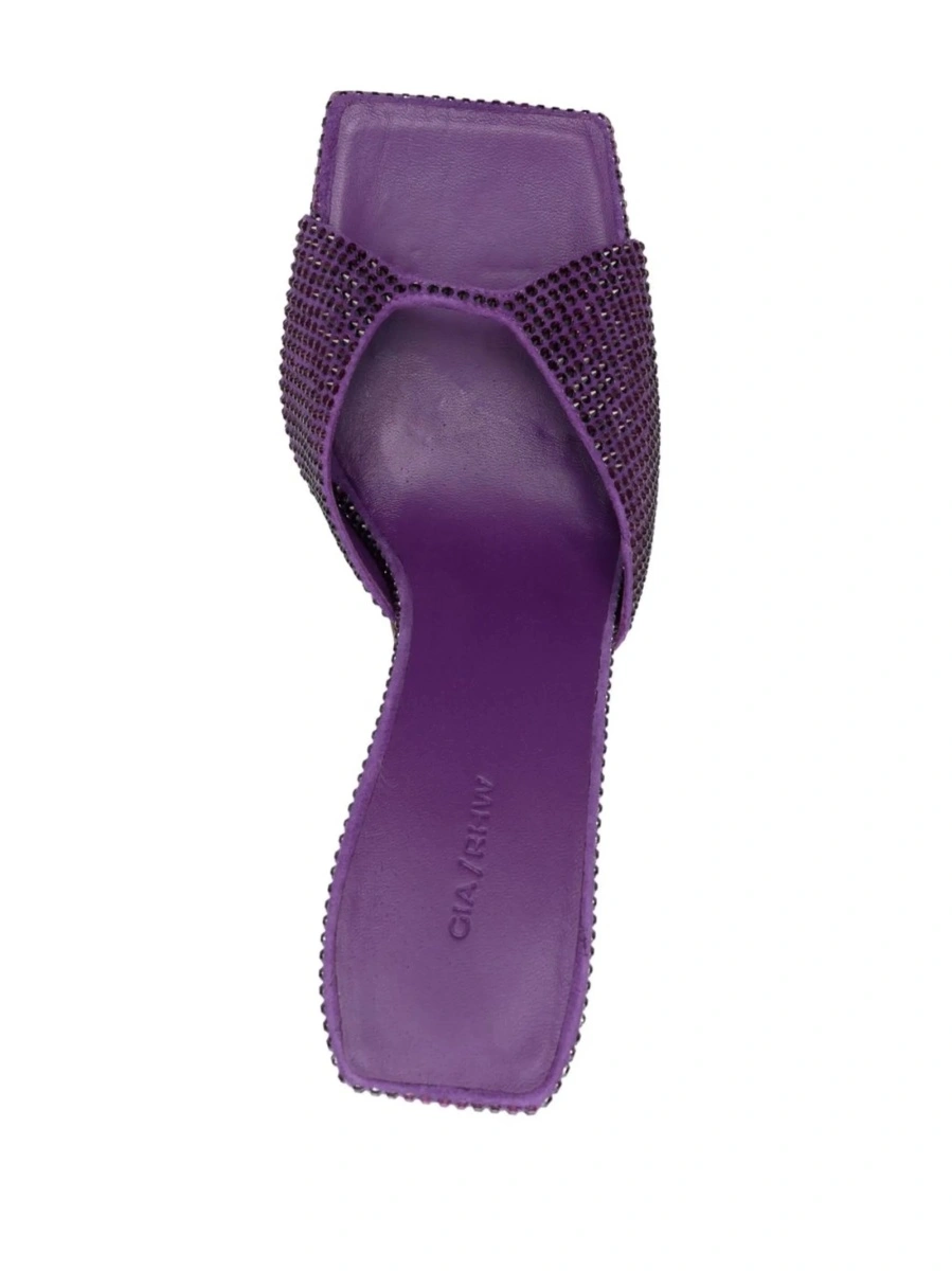 Saboti GIA BORGHINI violet din sticla si piele intoarsa - Img 4