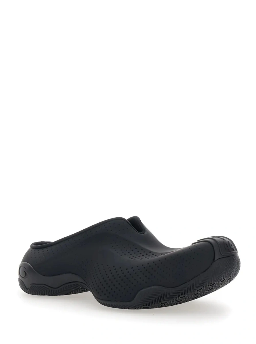 Saboti Mule 'Basketball' Slip-On with Perforated Design in Black Tech Fabric for Men - Img 2
