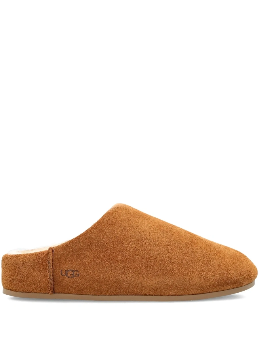 Saboti UGG bej din piele intoarsa si shearling 'Elea' - Img 9
