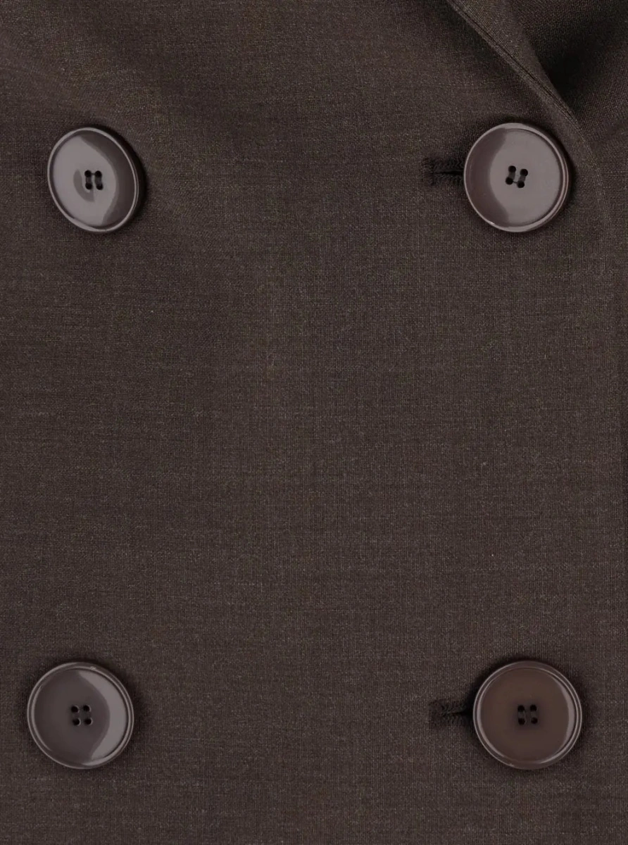 Sacou Brown Double-breasted Jacket with Peak revers in wool Blend for women - Img 3