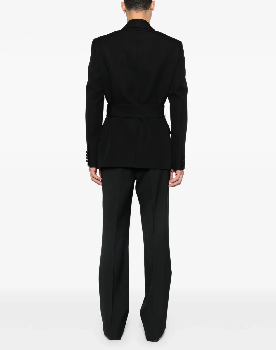 Sacou Double-breasted virgin wool Blazer with belt - Img 6