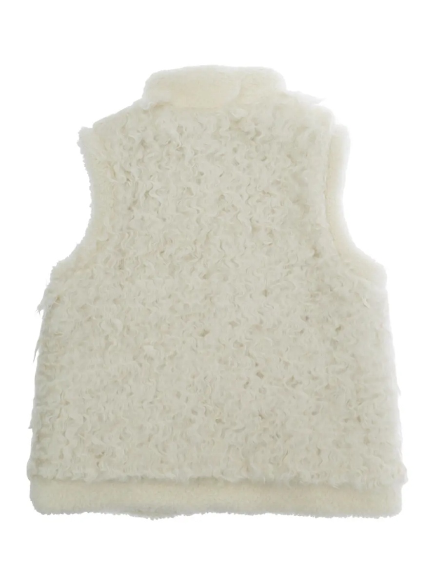 Sacou VEST Ivory with high collar and front zip closure, logo patch, side pockets, unisex - Img 2