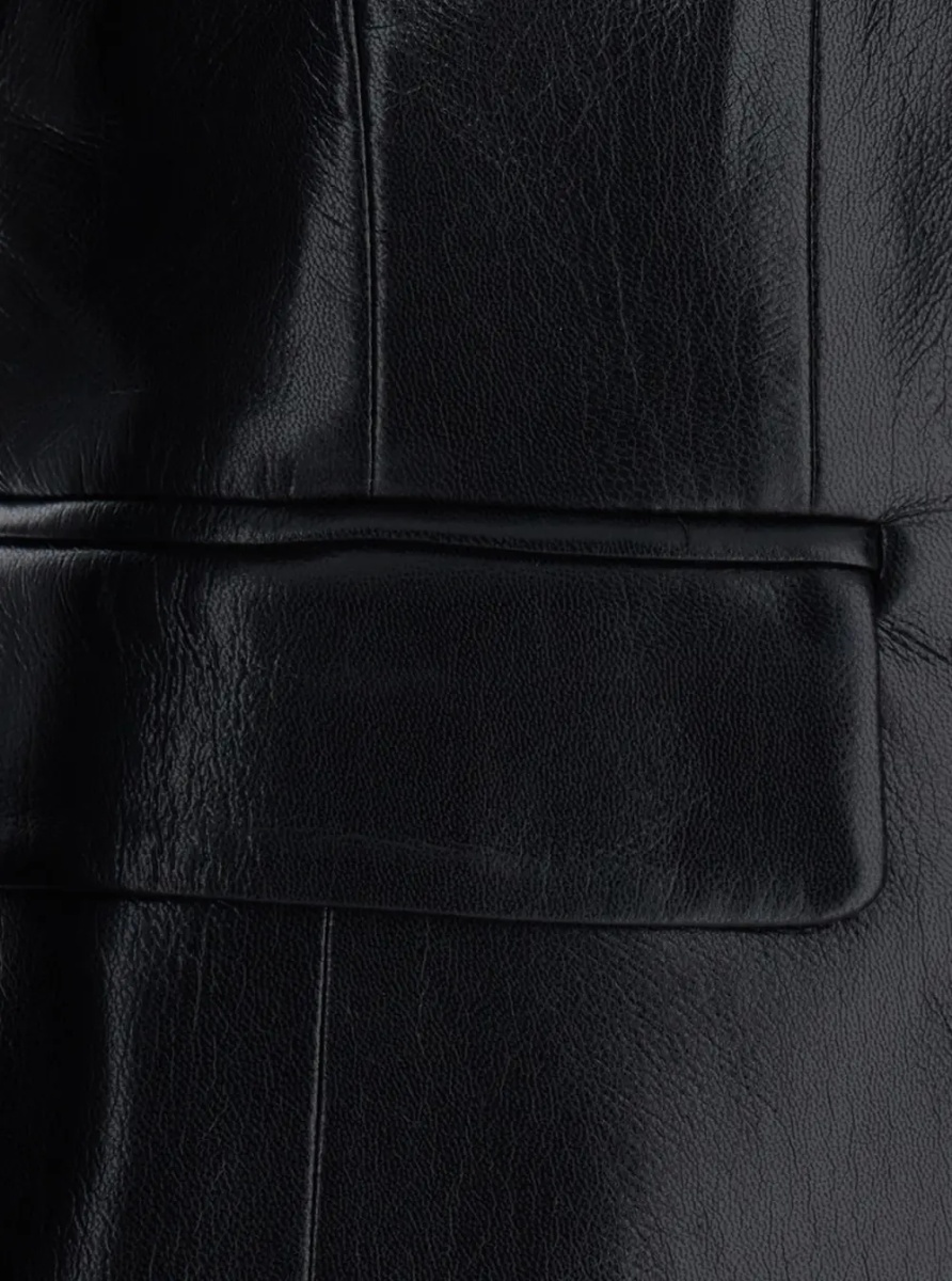 Sacou 'ZEFIRA' black Jacket with Notched revers and crop design in eco-leather for women - Img 3
