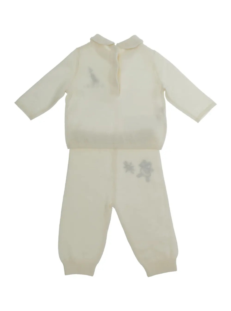 Salopete OVERALLS SET with long sleeves and collar in Wool and Polyester White Girl - Img 2