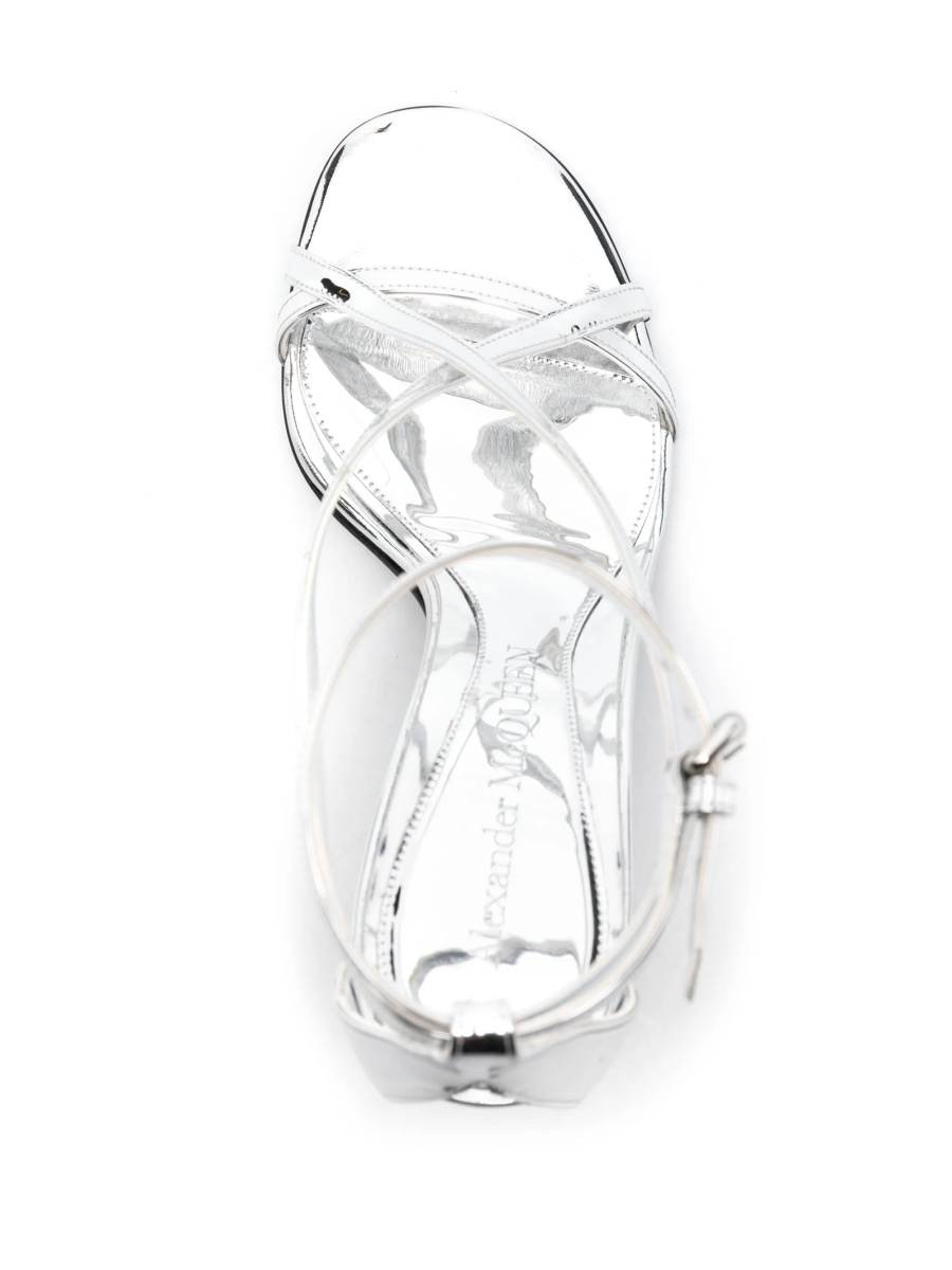 Sandale Alexander McQueen argintii din piele - Img 4