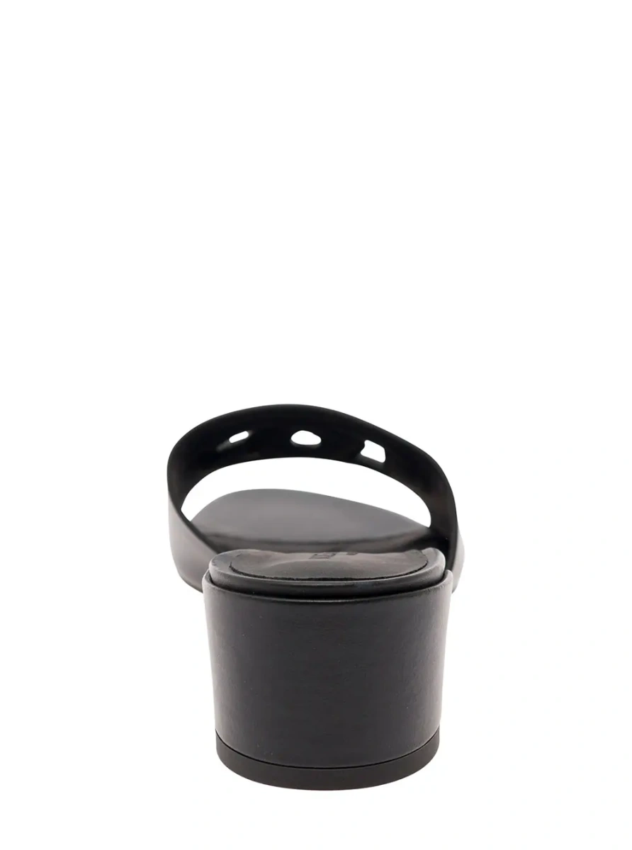 Sandale Black Mules with Low Heel and DG Cut-Out in Smooth Leather Woman - Img 4