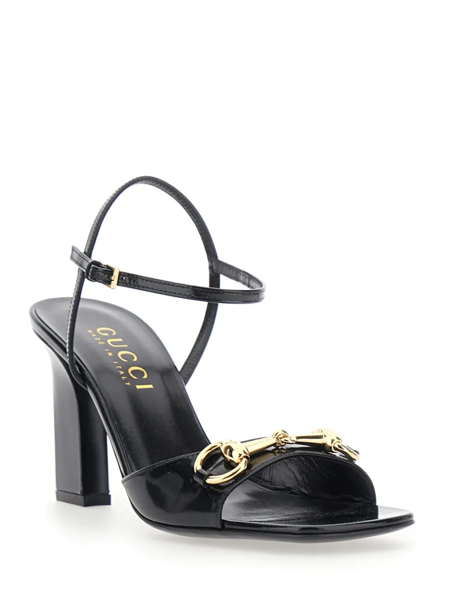 Sandale cu toc Gucci negre din piele - Img 2