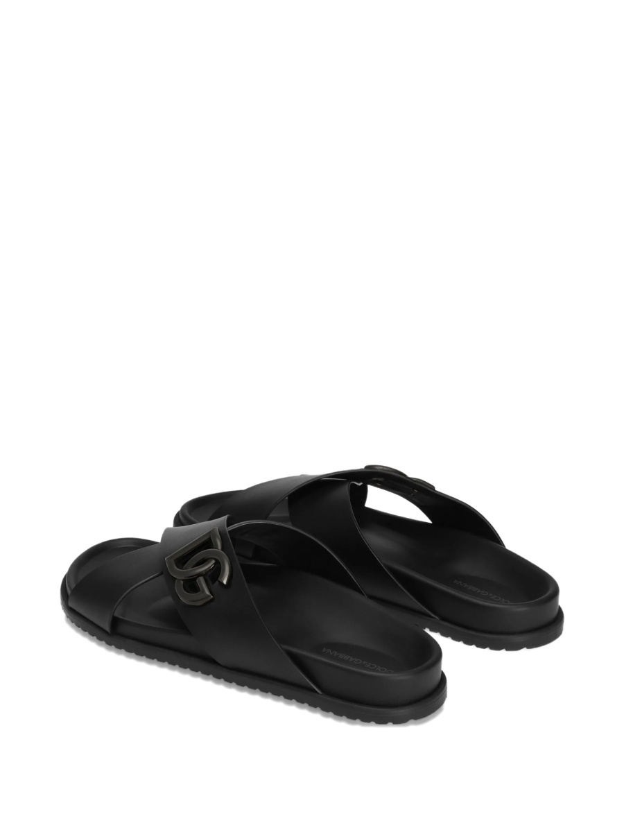 Sandale Dolce &amp; Gabbana DG Logo negre din piele - Img 3