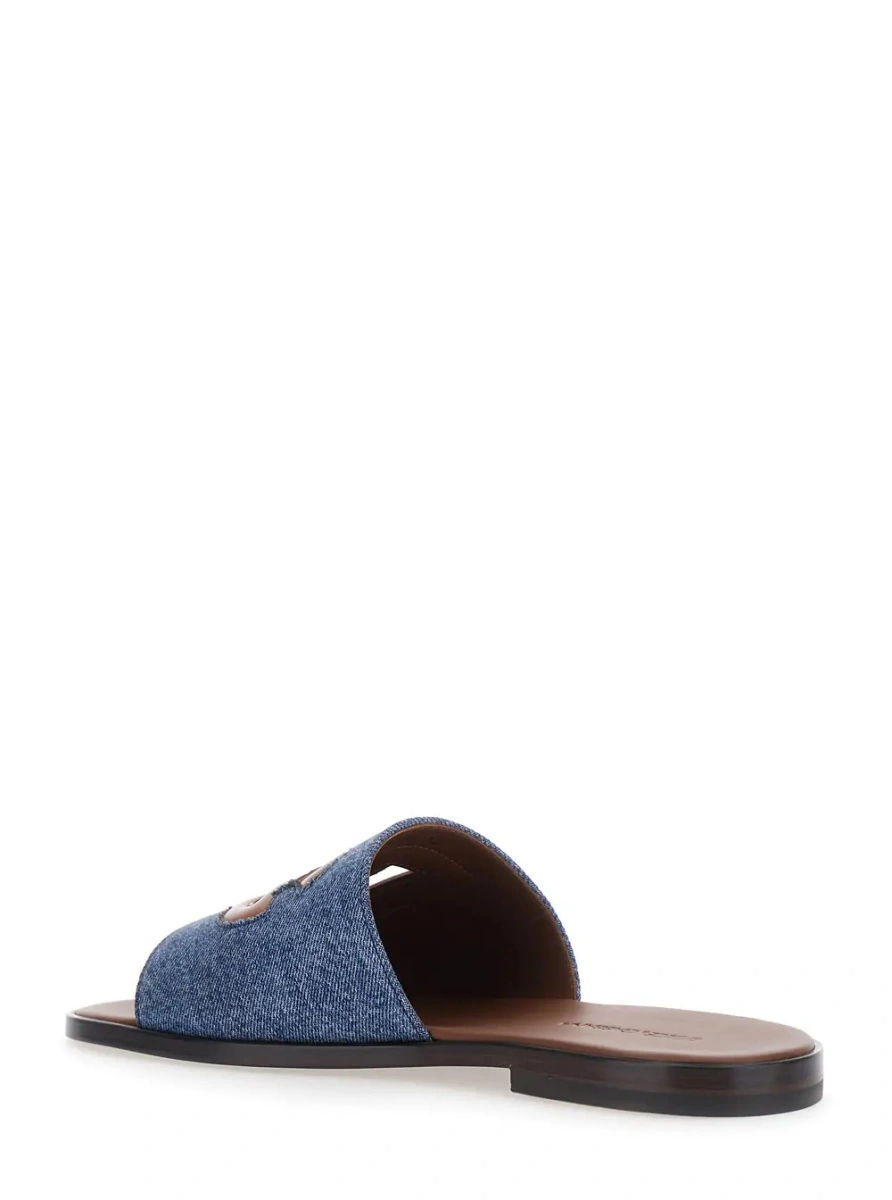 Sandale Dolce &amp; Gabbana maro din piele si denim - Img 3