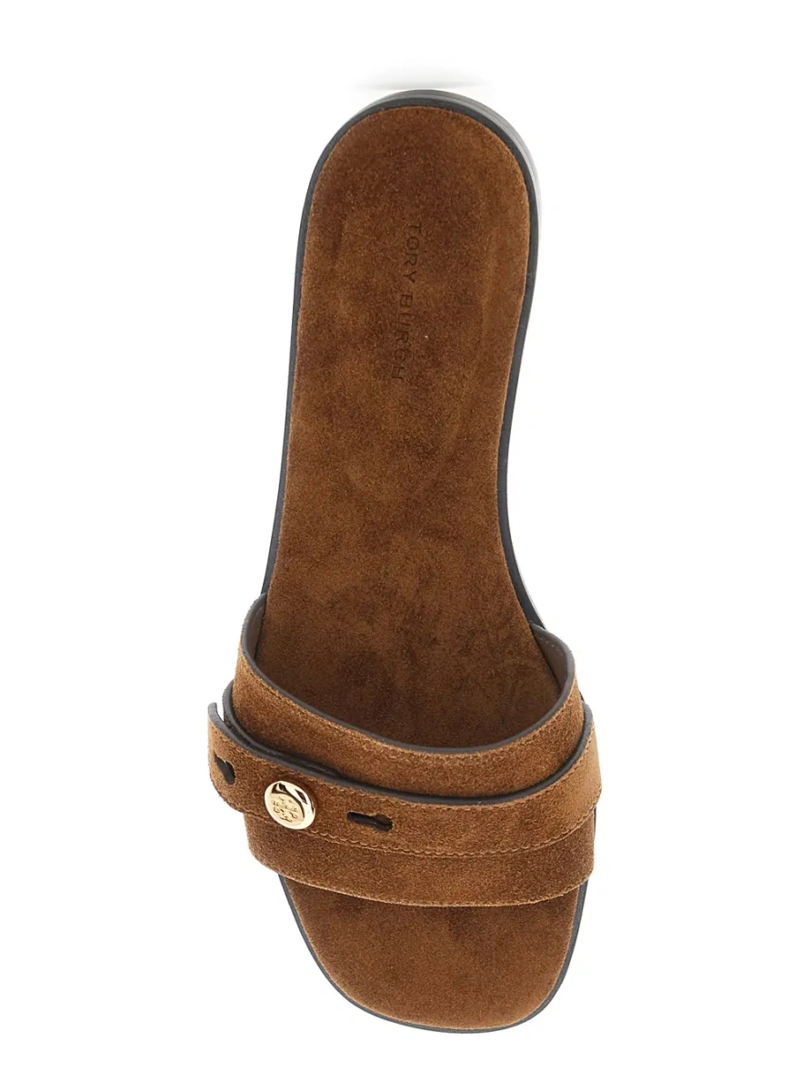 Sandale Tory Burch maro din piele intoarsa 'Romy' - Img 4