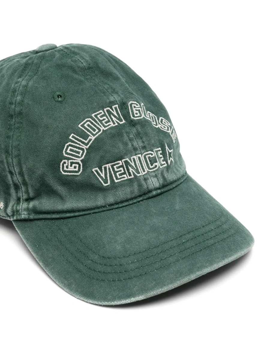 Sapca Green Baseball Cap with Maxi Logo Lettering on the Front in Cotton for Women - Img 5